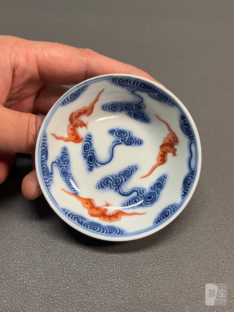 清光绪  青花“洪福齐天”图碟（一组 4 件） - 图3